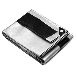 6x8 Ultra Heavy Duty Tarp, Extra Thick 15 Mil, UV Resistant, Grommets Every 18 Inches - Waterproof Plastic Poly Tarpaulin - (Reversible, Silver and Black) (6' x 8')