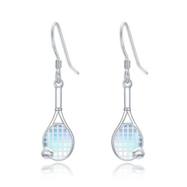 PELOVNY Tennis Earrings Sterling Silver Sports Earrings Tennis Racket Dangle Drop Earrings Sports Gifts Valentines Christmas Gifts for Women