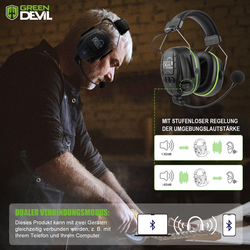 GREEN DEVIL Shield LD Active Hearing Protection - Electronic Hearing