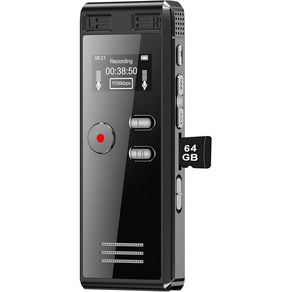 64GB Digital Voice Activated Recorder with Playback - 4552 Hours