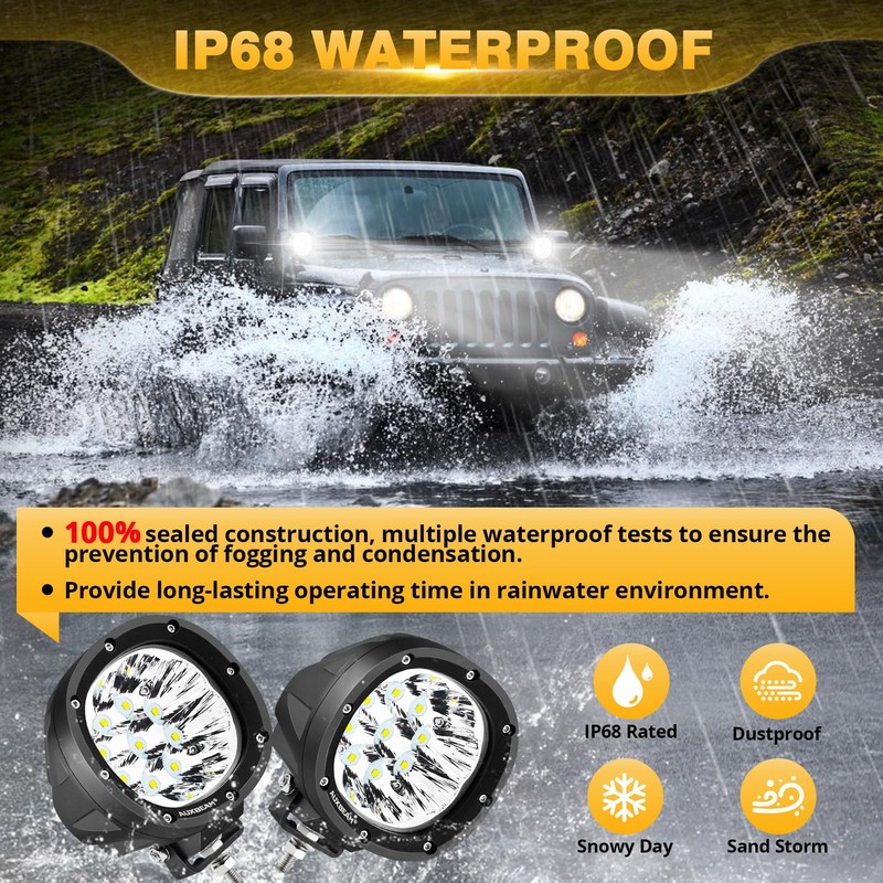 Auxbeam Round LED Offroad Lights 4 inch 90W, LED Pod