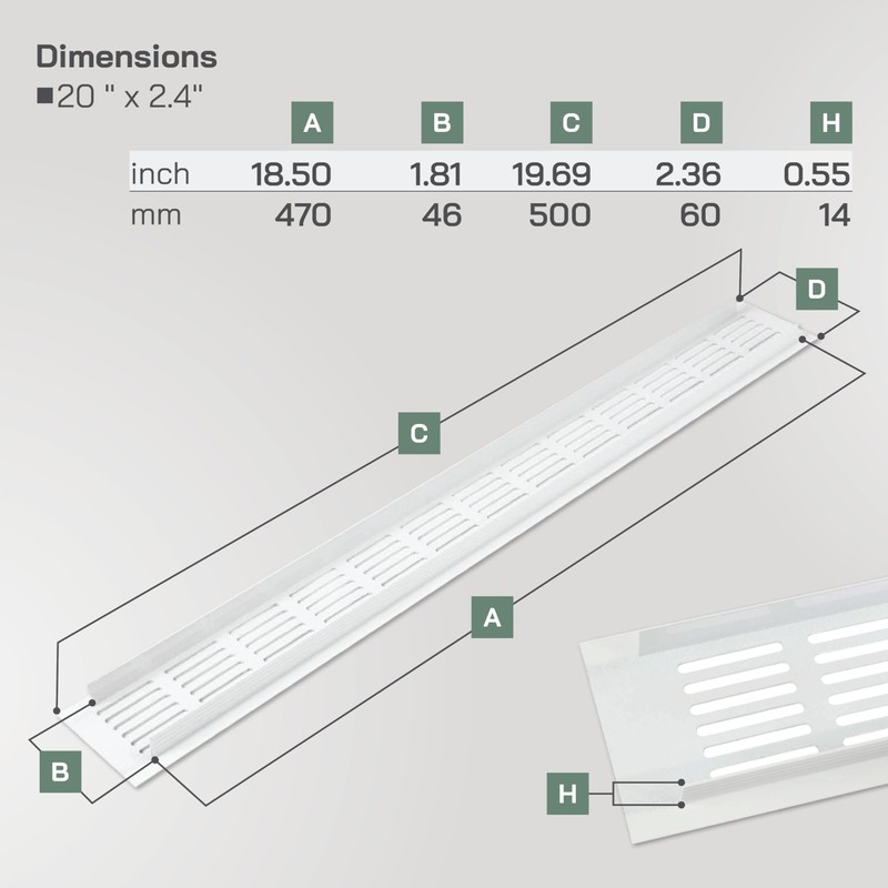 Vent Systems 19.69 x 2.36 Inch (Outer Size) Air Supply