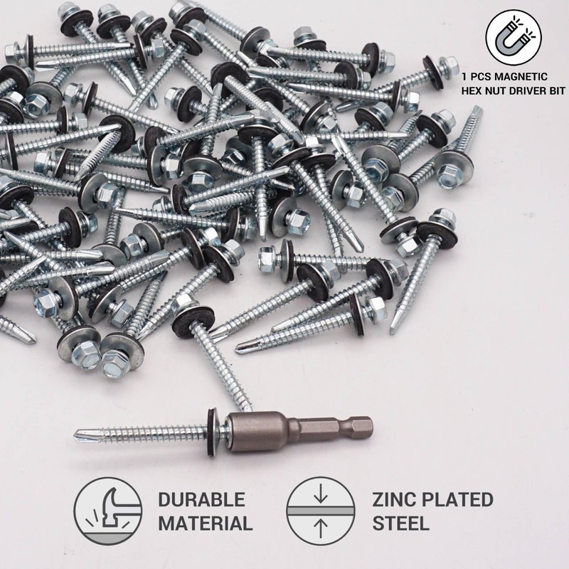 SKIR'CO (80 pcs) Zinc Plated Roofing Screws 5.5 x 50