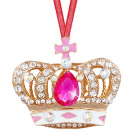 GROWTHMAGIC Pink Crown Christmas Ornaments - Metal Crown Christmas Ornaments with Rhinestones Xmas Decor Christmas Decoration Gifts for Women Girls