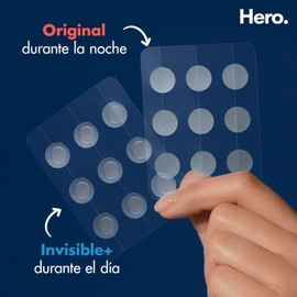 Hero Parches para Acné Mighty Patch Original de Noche, 36 pzas. Absorben las Impurezas en 6 a 8 Horas + Hero Parches para Acné Invisible+ de Día, 36 pzas. Sin Medicamento, Probados Dermatológicamente