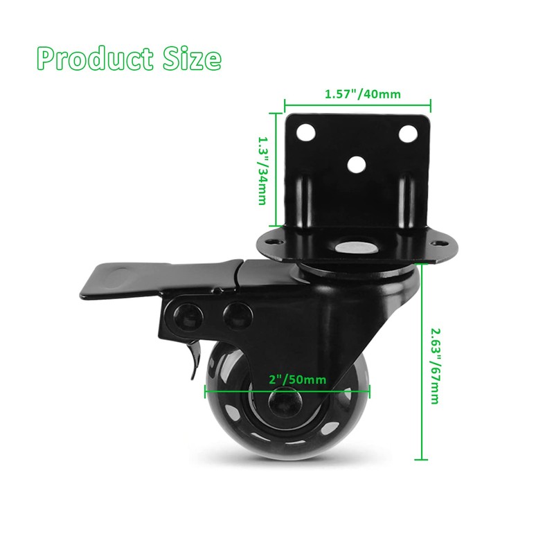 MALLLALA Set of 4 Caster Wheels, 2 inch L-Shaped Bracket