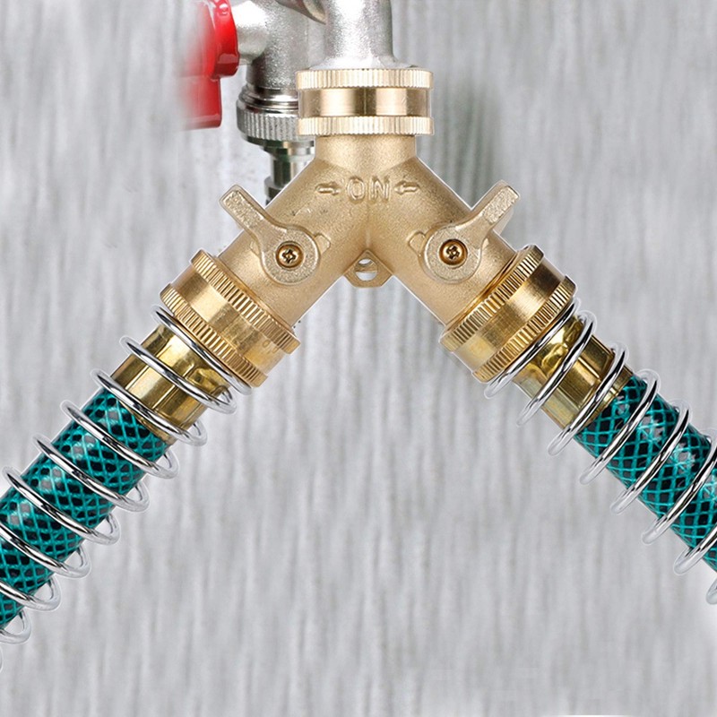 Triumpeek 3/4" Brass 2 Way Hose Splitter, Brass 2 Way