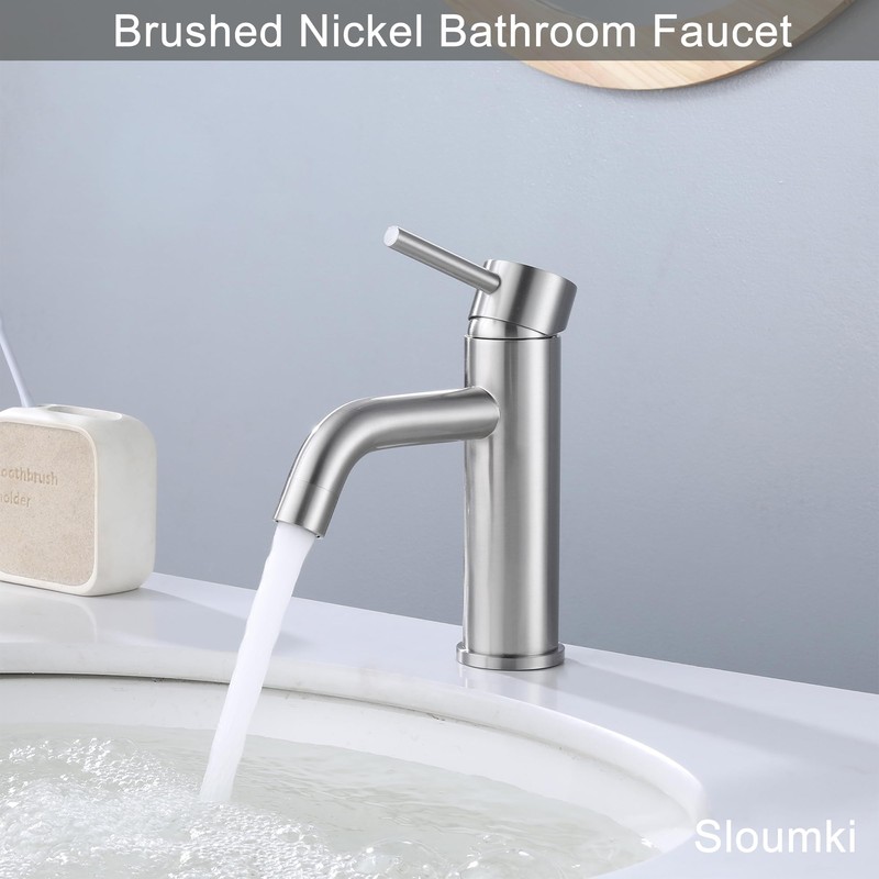 Bathroom Faucet Brushed Nickel Modern Bathroom Sink Faucet with Single