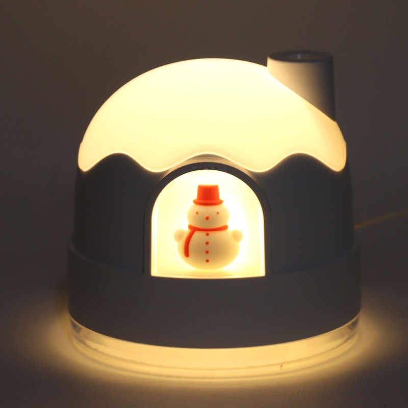 Small Humidifier 350ml Desktop Humidifier Snow House Warm Light USB