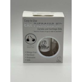 STUDEX EAR PIERCING KIT EARLOBE AND CARTILAGE ONLY 4MM BLACK CZ STAINLESS STEEL