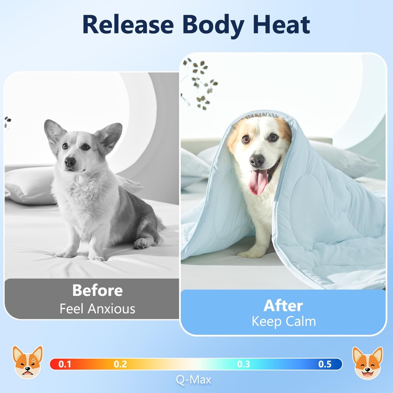 MIXJOY Cooling Blanket for Large Dogs Breathable, Dual-Sided Q-MAX>0.5, Lightweight