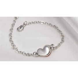 GWG Jewellery Links Bracelet 925 Sterling Silver Coated Heart on Chain Graced with Teadrop Topaz Orange Red Crystal in Gift Box for Women