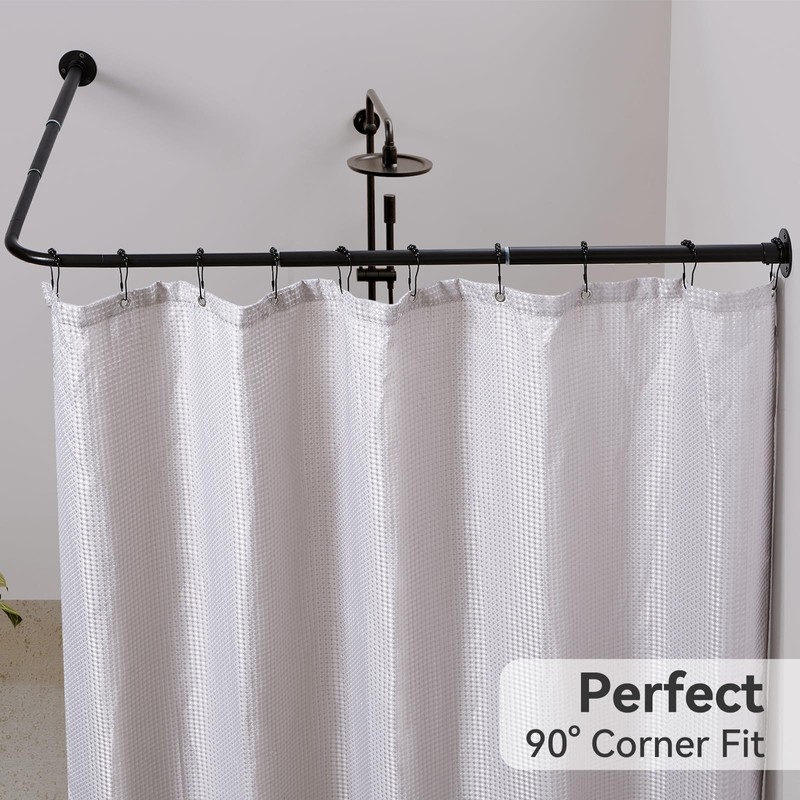 Crkmire L Shaped Corner Shower Curtain Rod, Adjustable [24.3" -