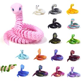 CFGPMM 16 PCS 3D Printed Articulated Snakes, 12'' Movable Joint Fidget Viper Animal Model, Creative Ornaments Toys for Easter Home Office Tabletop Decor