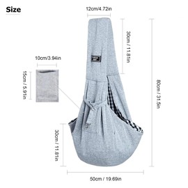 Dog Sling Carrier for Small Dogs up to 15 lbs – Breathable Reversible Puppy Carrier Bag with Wide Strap, Safety Lock & Storage Pocket – Ideal for Walking, Travel & Daily Use (Grey)