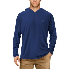 Roadbox Men's Sun Protection Long Sleeve Hoodie UPF 50+ Outdoor UV Fishing Shirts for Workout, Running, Fishing, Hiking (Large)