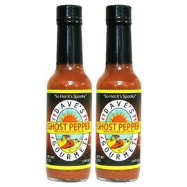 Dave's Gourmet Ghost Pepper Naga Jolokia Hot Sauce - Insanely Hot Plus Heat Level - Ghost Pepper Hot Sauce - Use on Wings, Stews, Potato Salad and More- Spicy Sauce for Chiliheads - 5oz (Pack of 2)