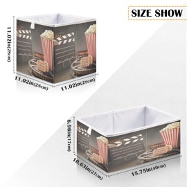 Blueangle Movie Theater Popcorn Rectangle Storage Bin, 15.8 x 10.6 x 7 in, Large Collapsible Organizer Storage Basket for Home Décor