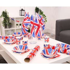 Toyland® Pack of 12 Union Jack Paper Cups - British Tableware - British Celebrations
