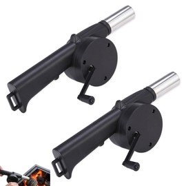 SquEqu 2 Pack Hand Crank Air Blower Portable Manual Handheld Fire Blowing Tube Bellow Flame Boost Fan for Outdoor Barbecue BBQ Grill Stove Picnic Hiking Camping Campfire Starter