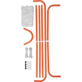 Happybuy Lacrosse Goal, 6' x 6' Steel Frame Net, Portable Training Equipment with Carry Bag, Quick Setup for Youth & Adults, Orange