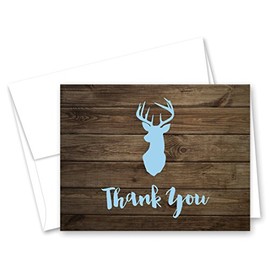 50 cnt Deer Head Thank You Cards (Blue)