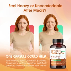 Liposomal Ceylon Cinnamon with Turmeric & Apple Cider Vinegar – Supports Heart, Digestion & Metabolism – 150 Capsules – Made in The USA