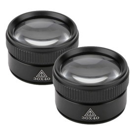 Rongon Portable Loupe Magnifier 2 Pack 30X Jewelry Magnifying Glass Hand Lens Mini Desk Eye Loops Magnifier for Maps Antiques Magazines Electronics (Black-2Pcs)