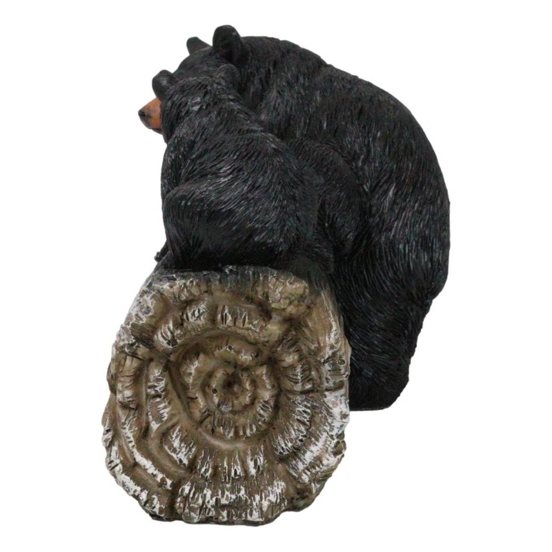 Rustic Forest Black Mama Bear And 3 Cubs Sitting On