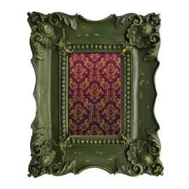 Simon's Shop 4x6 Picture Frame Baroque Picture Frames 4x6 Shabby Chic Photo Frames in Moss Green