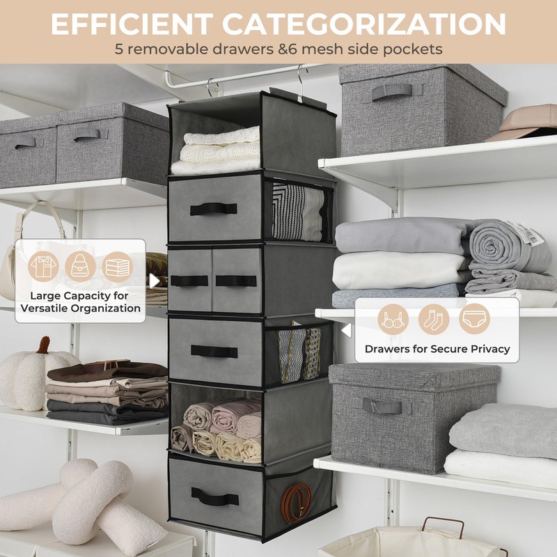 GRANNY SAYS Hanging Closet Organizer 6 Shelves, Closet Organizers and
