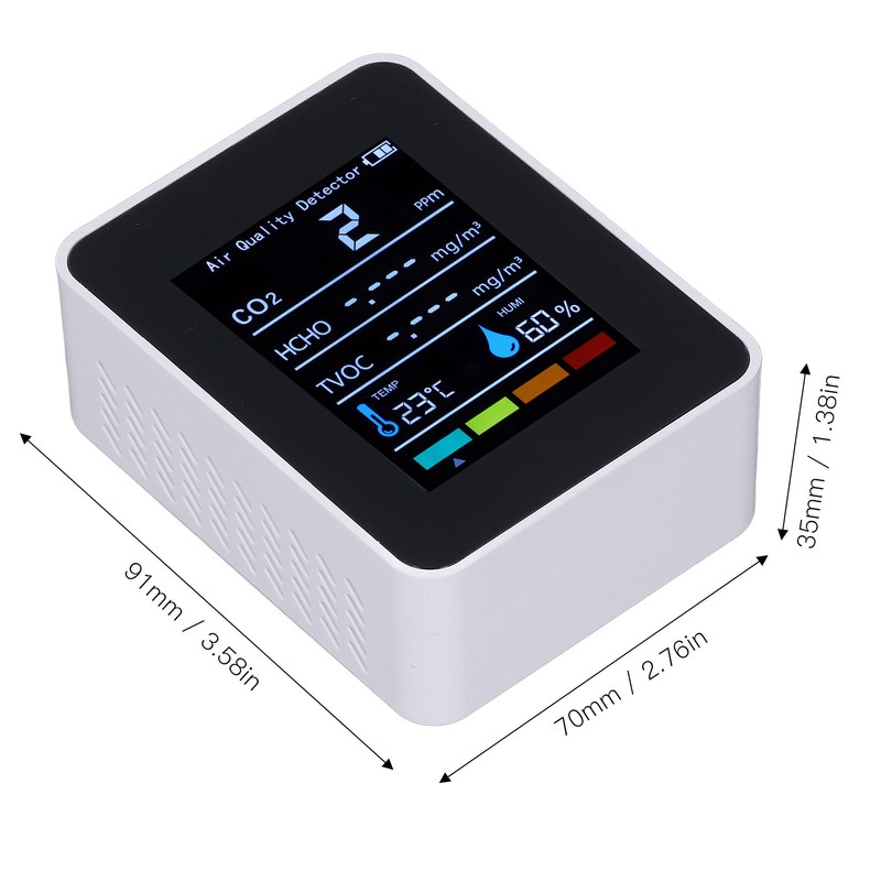 White Infrared CO2 Detector Realtime Reading Accurate Carbon Dioxide Temperature