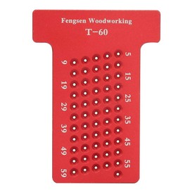 Kadimendium T-type Ruler Hole Scribing Tool Woodworking Scribing Tool Positioning Gauge Cross Gauge Aluminium Alloy Marking Hand Tool (Red)