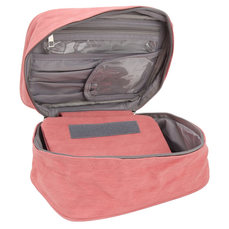 PU Leather Portable Makeup Bag Travel Handheld Detachable Waterproof Toiletry