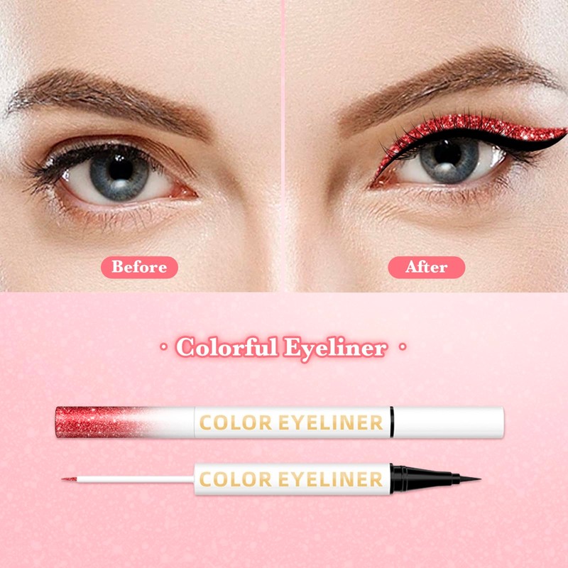 Vawolecy Flash Color Eyeliner, 2 in 1 Liquid Eyeliner Eyeshadow