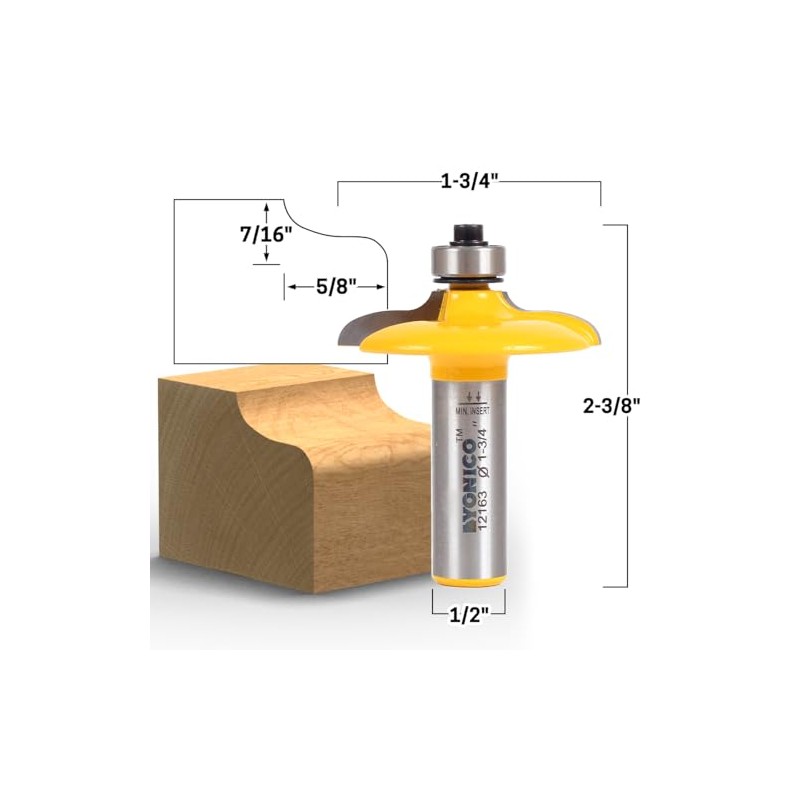 YONICO Cabinet Door Edge Router Bits Ogee Euro Style 1/2-Inch