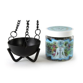 Prabhuji's Gifts Burner - Hanging Black Cauldron Small