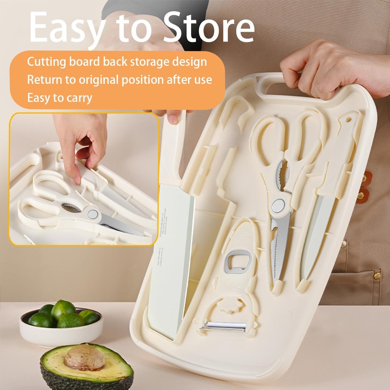 Cutting Board and Knife Set, 5 In1 Travel Cutting Board