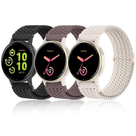 Conidido Braid Bands Compatible with Garmin Vivoactive 5/Vivoactive 6/3 Watch Bands, 3 Pack 20mm Stretchy Nylon Loop Soft Sport Band Quick Release Wristband Breathable Elastic Strap for Men Women
