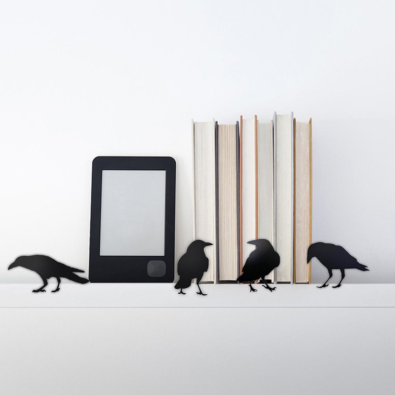 4 Pcs Crow Acrylic Bird Sculpture Bird Silhouette Garden Art