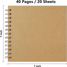 Scrapbook 7x7 Inch DIY Scrapbook Album, 20 Sheets Hardcover Kraft Paper Scrap Book Photo Albums, Memory Book for Family Wedding Birthday Anniversary Valentine's Gift
