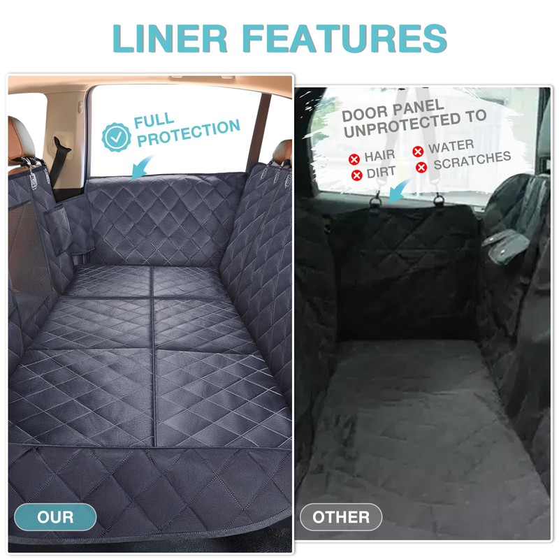 Back Seat Extender for Dogs + 2 Dog Seat Belts,
