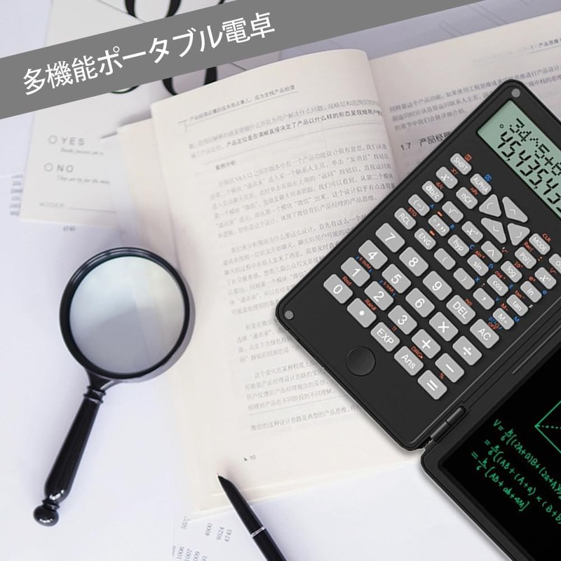 Electronic Memo Pad Calculator with Calculator, 12 Digit Display, Foldable,