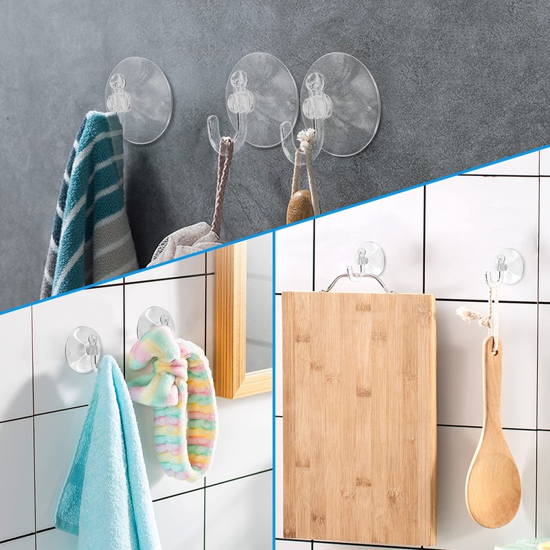 Piutouyar 20Pcs Clear Suction Cup Hooks 30mm/1.2" Plastic Sucker Pads