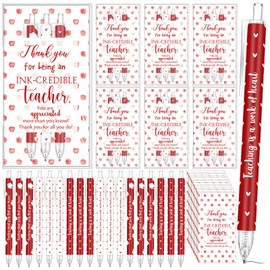 Sayglossy 12 Sets Valentines Day Teacher Appreciation Gifts 36 Ballpoint Pens 12 Cards and 12 Bags Employees Inspirational Thank You Gifts for Valentine's Day Teachers Coworkers Office Staff