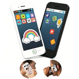 Toy Phone for Kids 2 Pack, Rechargeable Two-Way Voice Walkie Talkie Phones, One-Button Talk, Clear Sound, Screen-Free Pretend Toys with Fun Stickers for Boys Girls Indoor Outdoor Play