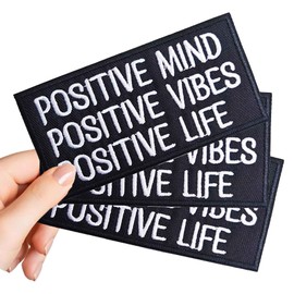 Motivational Affirmation Patch, 3Pcs Positive Mind Positive Vibes Positive Life Iron On Embroidered Patch for Backpacks Hats Bags Clothes Jeans