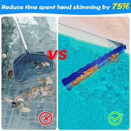 Pool Leaf Skimmer Guard, Hands Free Pool Skimmer Attachment to Collect Debris,Pool Skimmer Arm Fits for Most Fits Most Skimmer Systems on Above-Ground and in-ground Pools within 6.7” to 4” (BLUE)