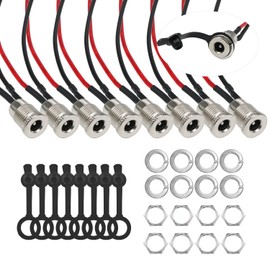 Tugermoola 8PCS 5.5 x 2.1mm DC Power Jack Threaded Female Panel Mount Barrel Connector Adapter Plug with Cover Cap DC-099