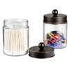 SheeChung Qtip Dispenser Holder 4pcs, Glass Apothecary Jars with Stainless